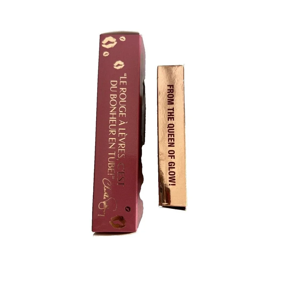 Charlotte Tilbury LOT of 2 Rose Gold Glow Highlighter, 90s Pink Lipstick & Gloss